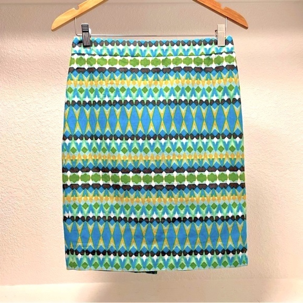 J.Crew Geometric Patterned Pencil Skirt Sz 2